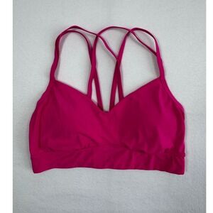 Athleisure All in Motion Strappy Back Sports Bra Womens L Hot Pink